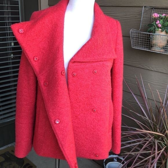 Zara Deep Coral Poly Winter Coat - Picture 9 of 14